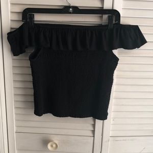 Black off the shoulder shirt